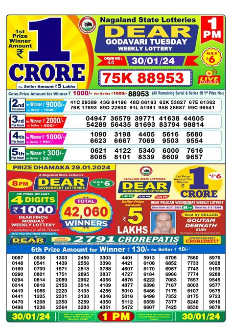 dear lottery 30 tarik|Dear Lottery Result Today 1 PM 6 PM 8 PM (30.